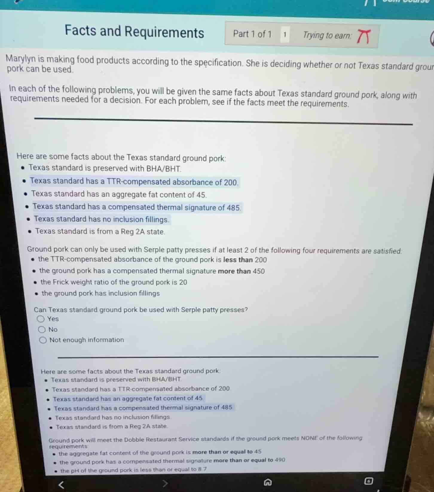 facts and requirements marylyn is making food products according to the…