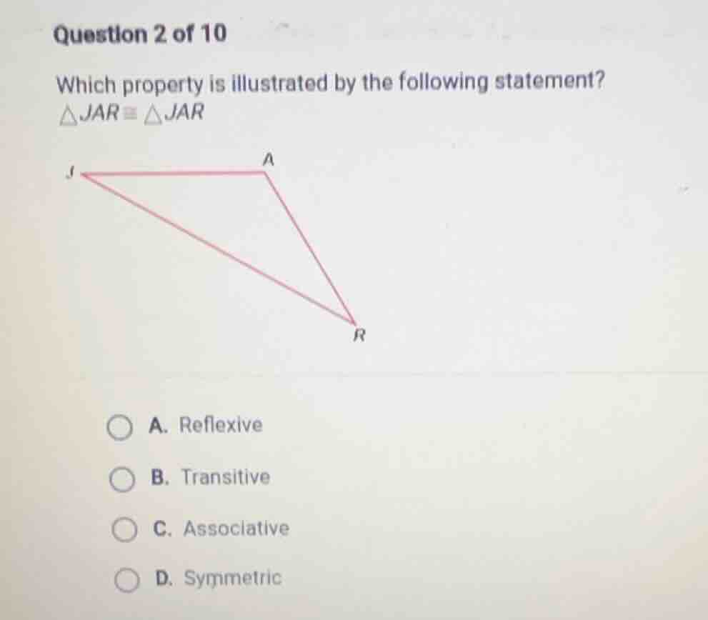 question 2 of 10 which property is illustrated by the following stateme…