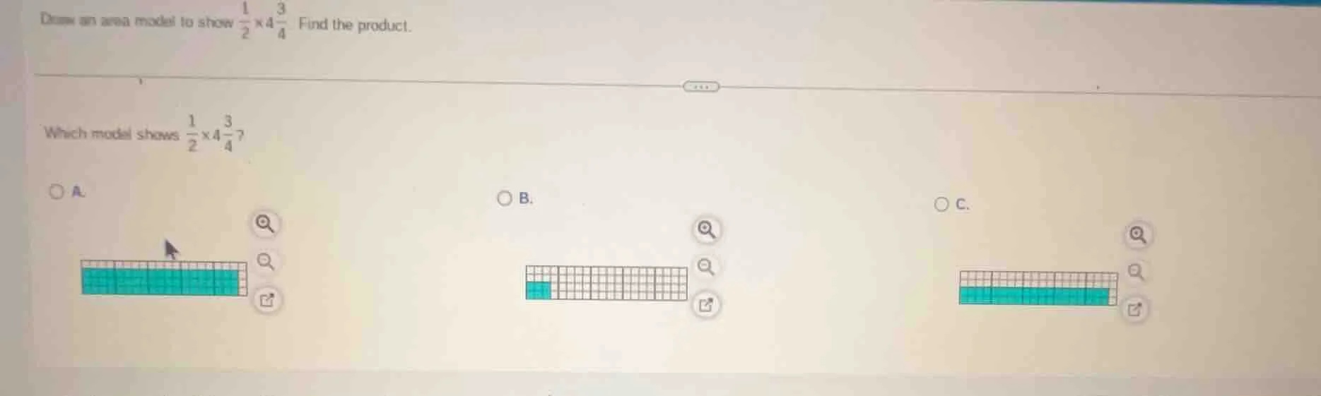 draw an area model to show $\frac{1}{2} \times 4\frac{3}{4}$. find the …