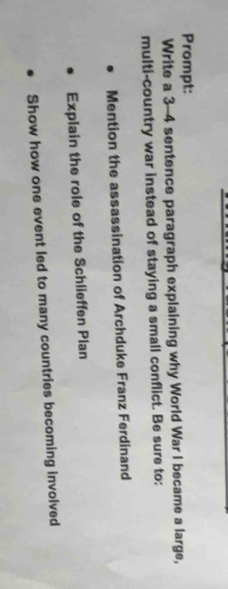 prompt: write a 3—4 sentence paragraph explaining why world war i becam…