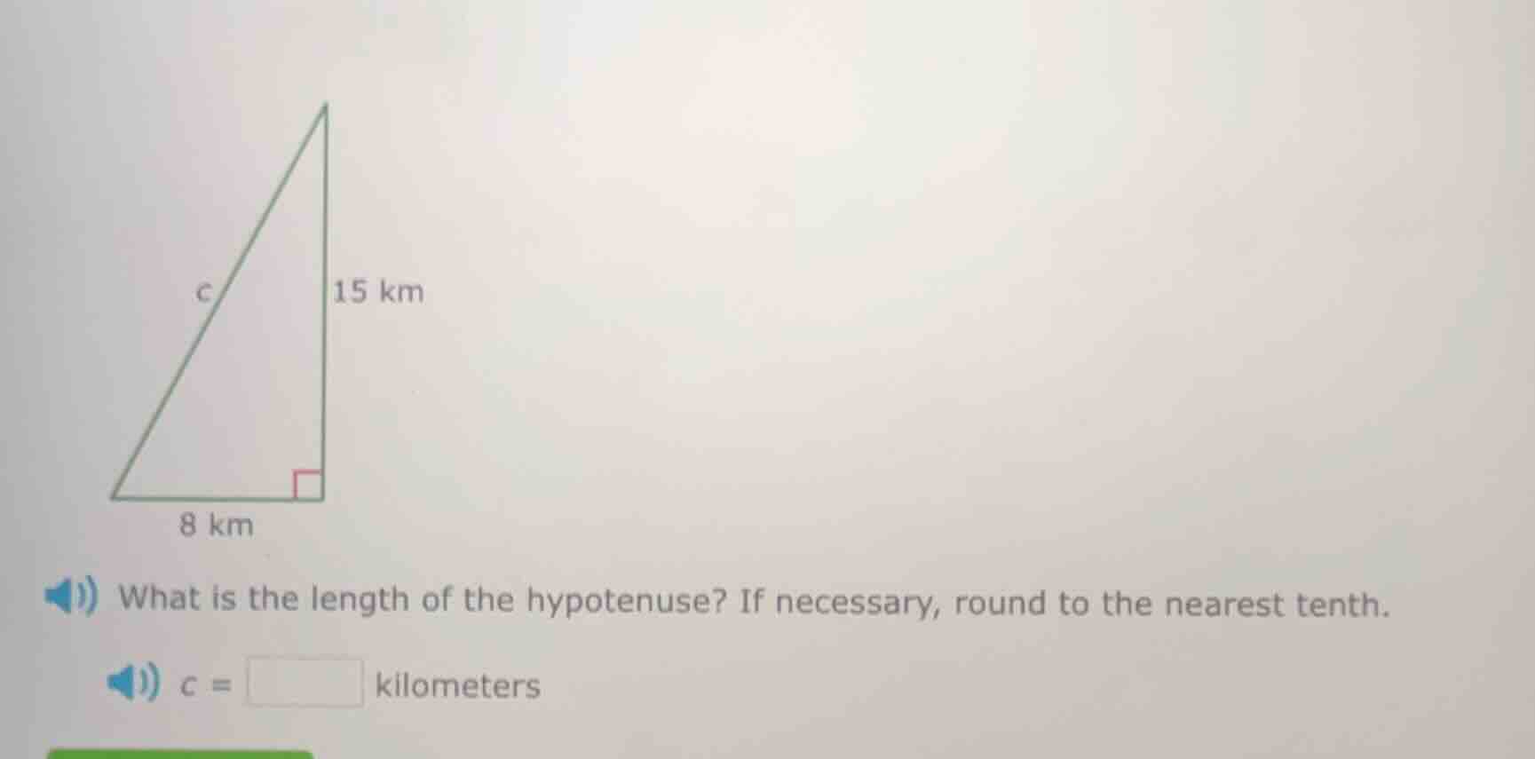 what is the length of the hypotenuse? if necessary, round to the neares…