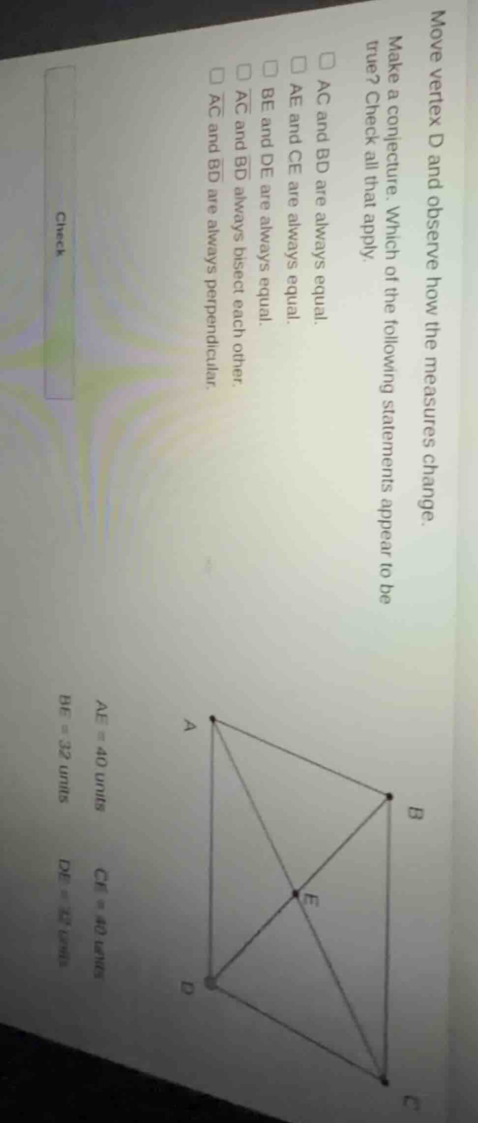 move vertex d and observe how the measures change. make a conjecture. w…