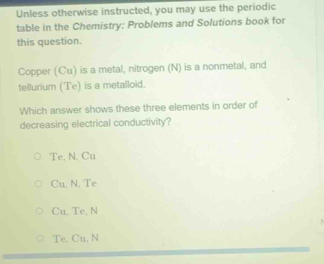 unless otherwise instructed, you may use the periodic table in the chem…