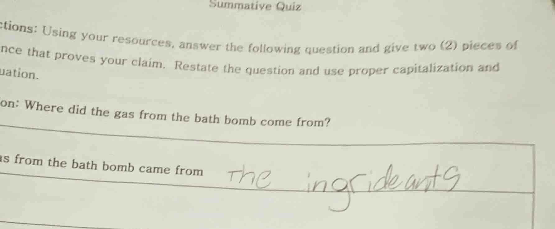 summative quiz ctions: using your resources, answer the following quest…