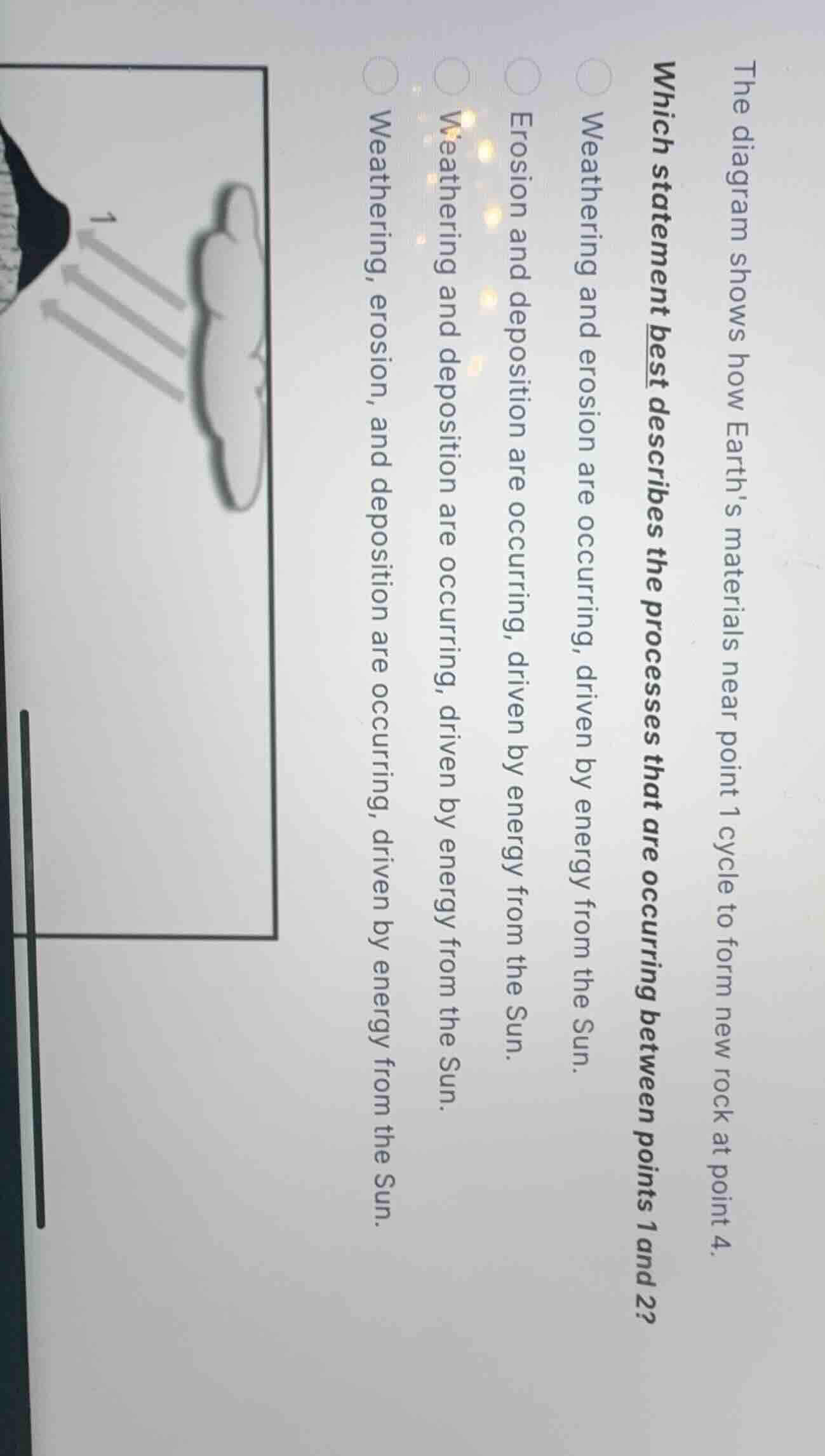 the diagram shows how earth’s materials near point 1 cycle to form new …