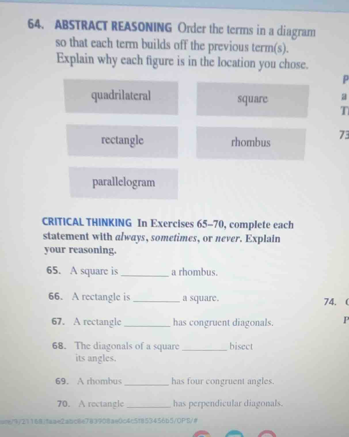 64. abstract reasoning order the terms in a diagram so that each term b…
