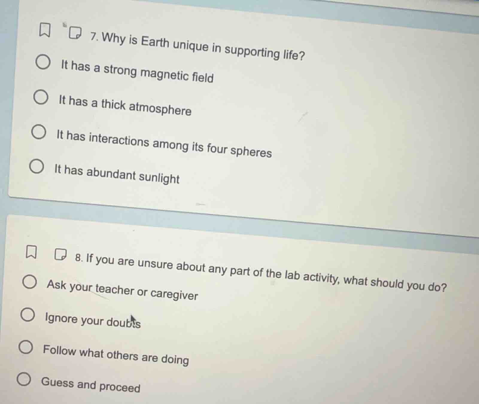 7. why is earth unique in supporting life? it has a strong magnetic fie…