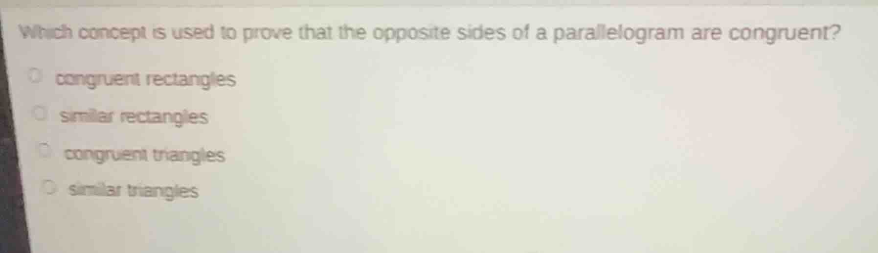 which concept is used to prove that the opposite sides of a parallelogr…
