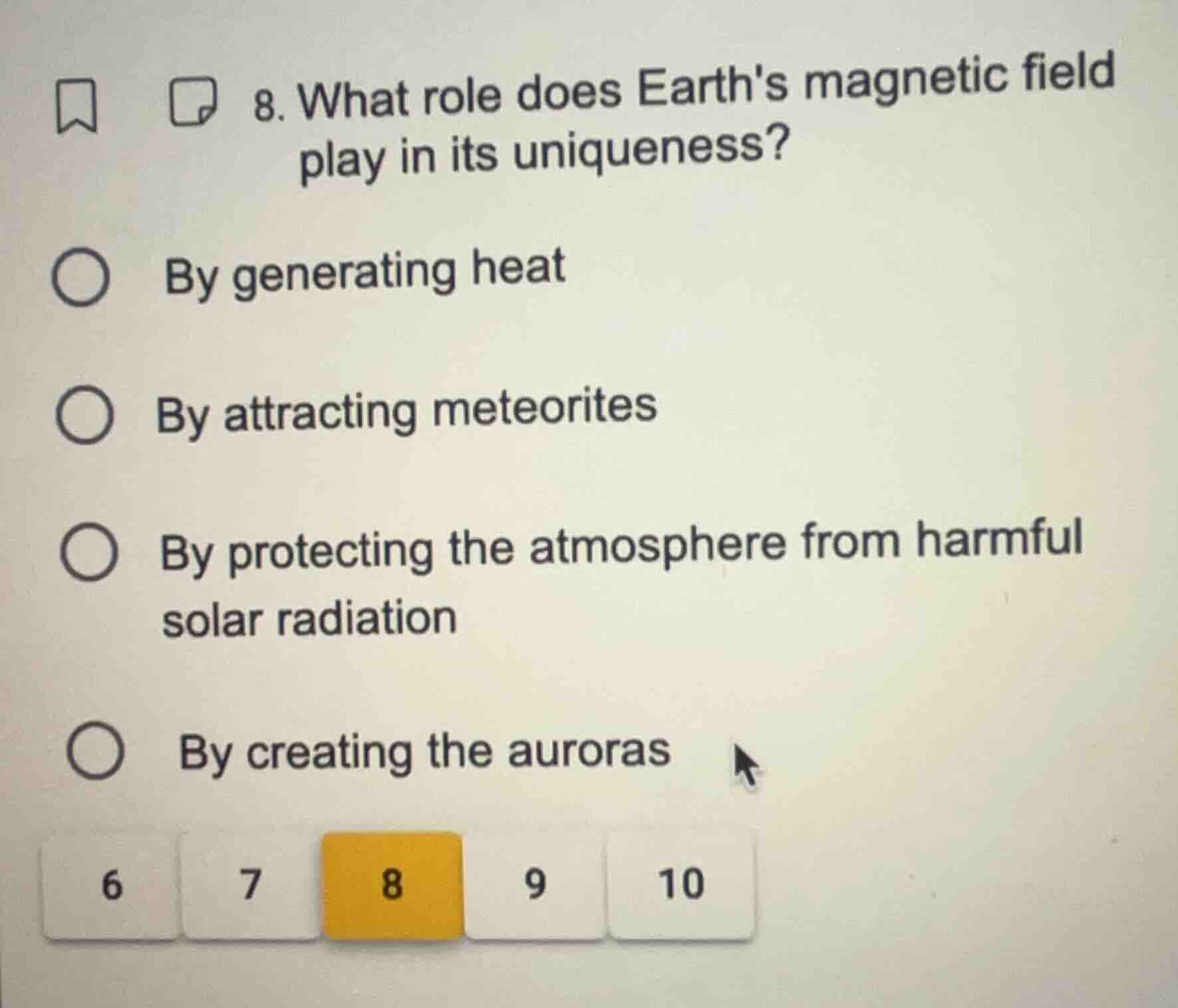 8. what role does earths magnetic field play in its uniqueness? by gene…