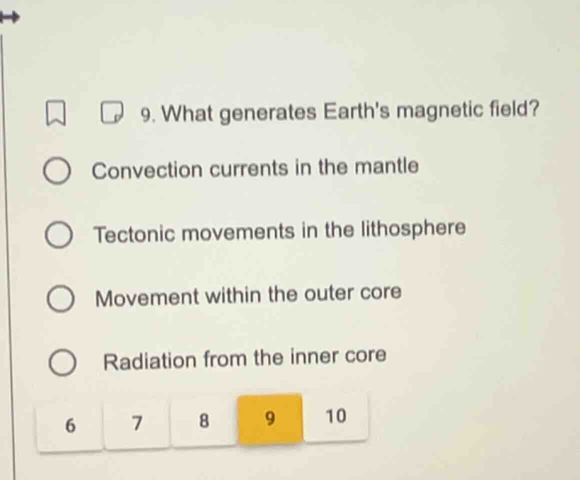 9. what generates earths magnetic field? convection currents in the man…