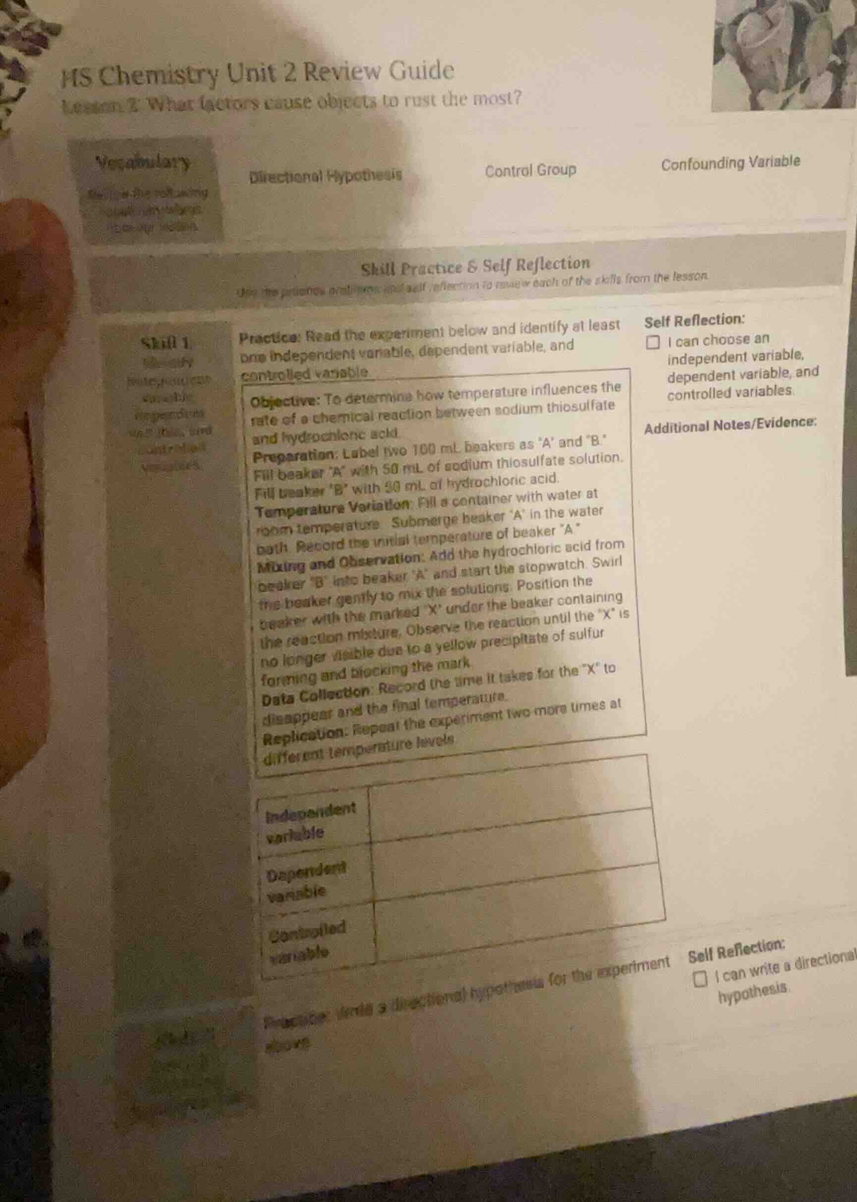hs chemistry unit 2 review guide lesson 2: what factors cause objects t…
