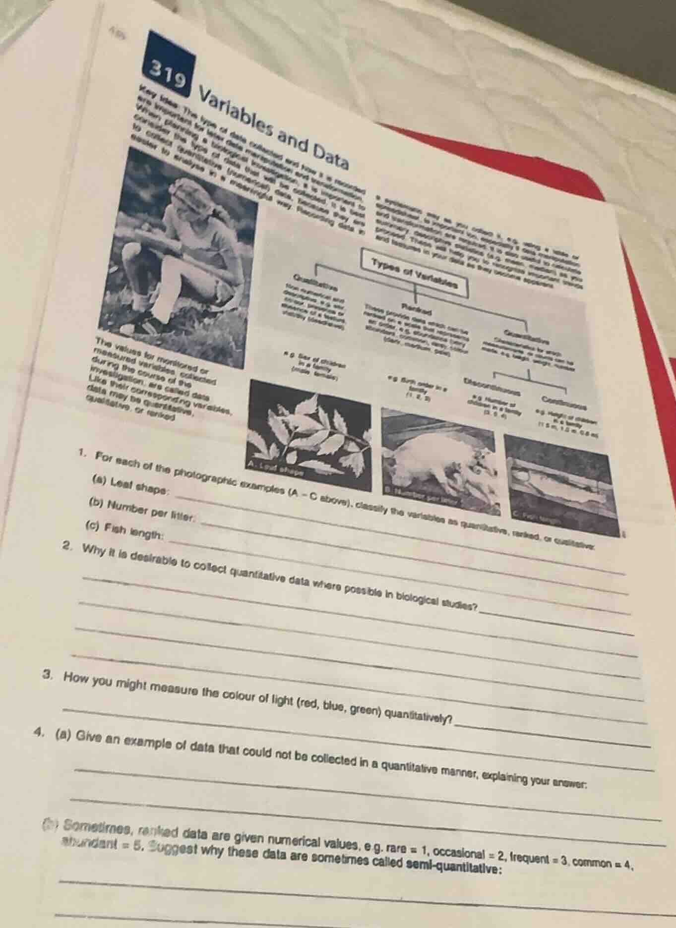 319 variables and data key idea: the type of data collected and how it …