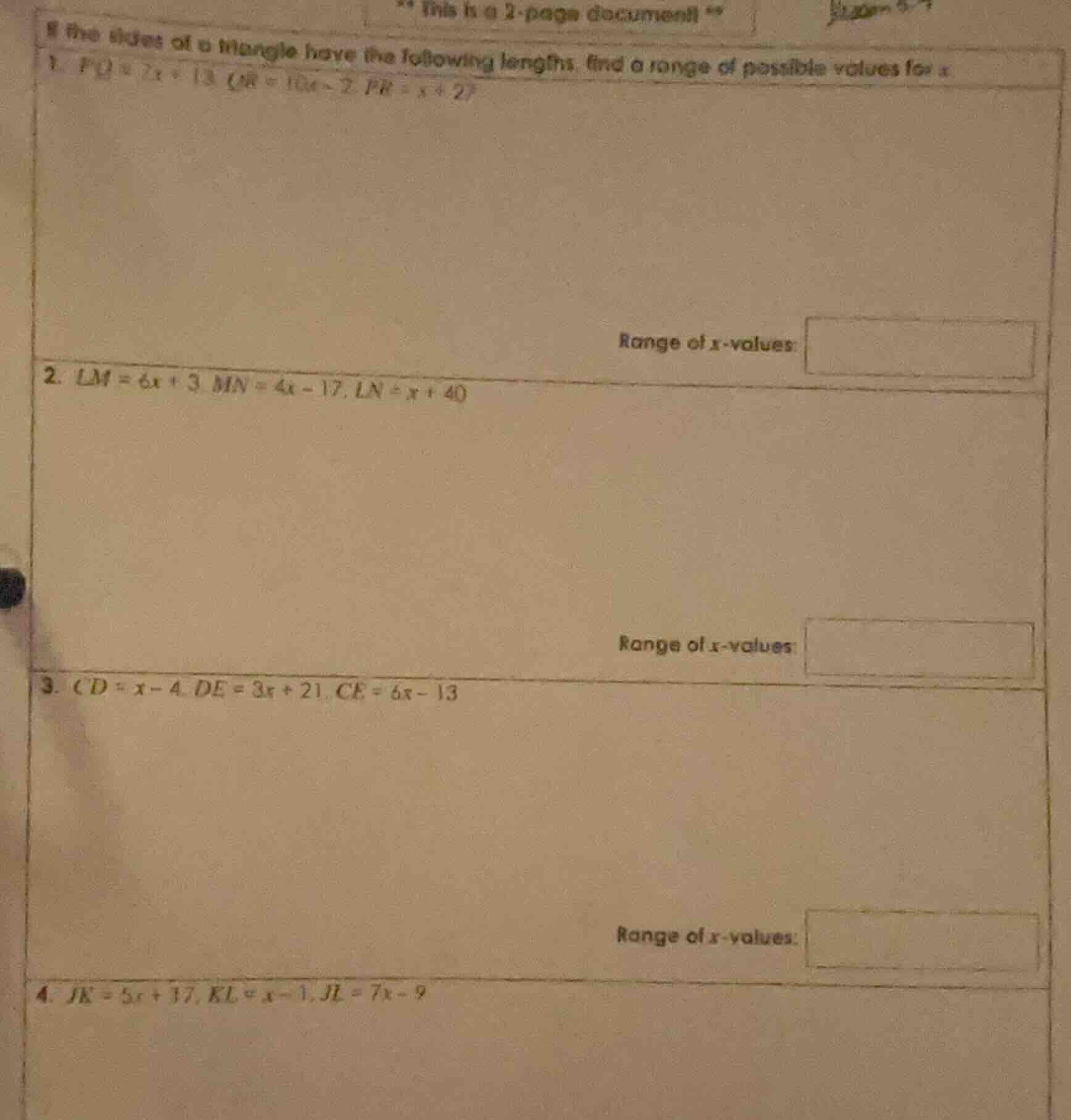 ** this is a 2 - page document! ** if the sides of a triangle have the …