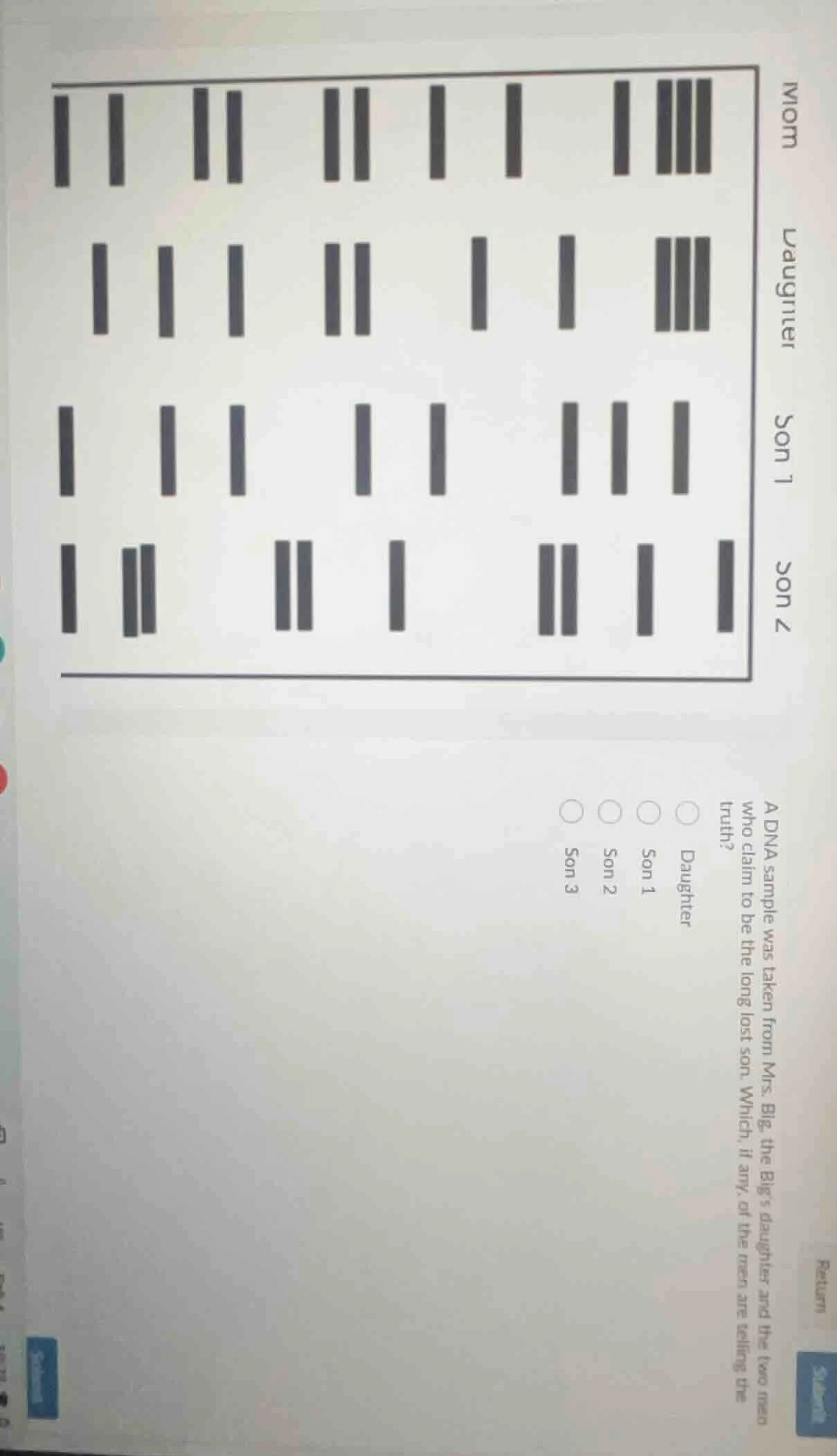 a dna sample was taken from mrs. big, the big’s daughter and the two me…