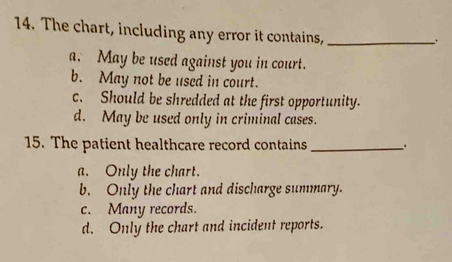 14. the chart, including any error it contains, ________. a. may be use…