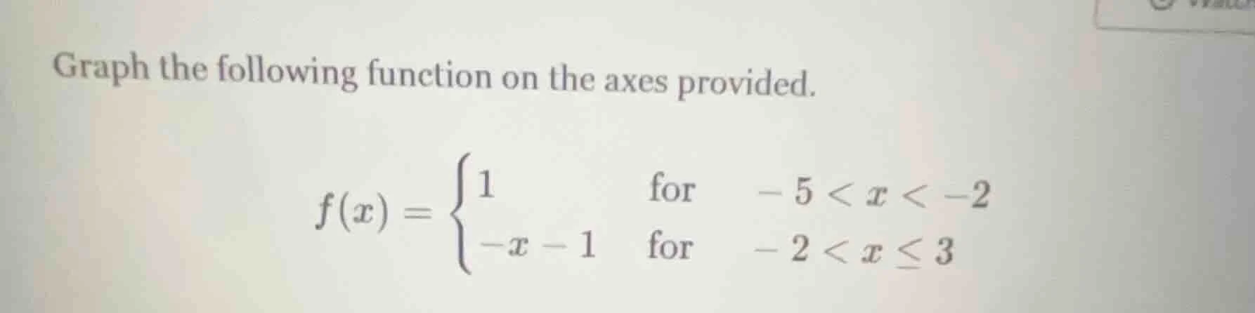 graph the following function on the axes provided. $f(x) = \\begin{case…