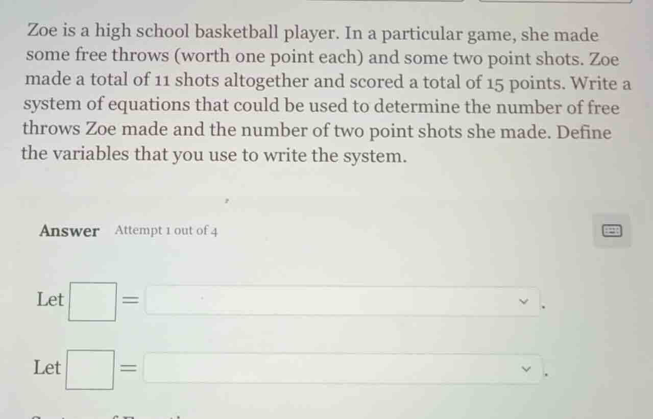 zoe is a high school basketball player. in a particular game, she made …