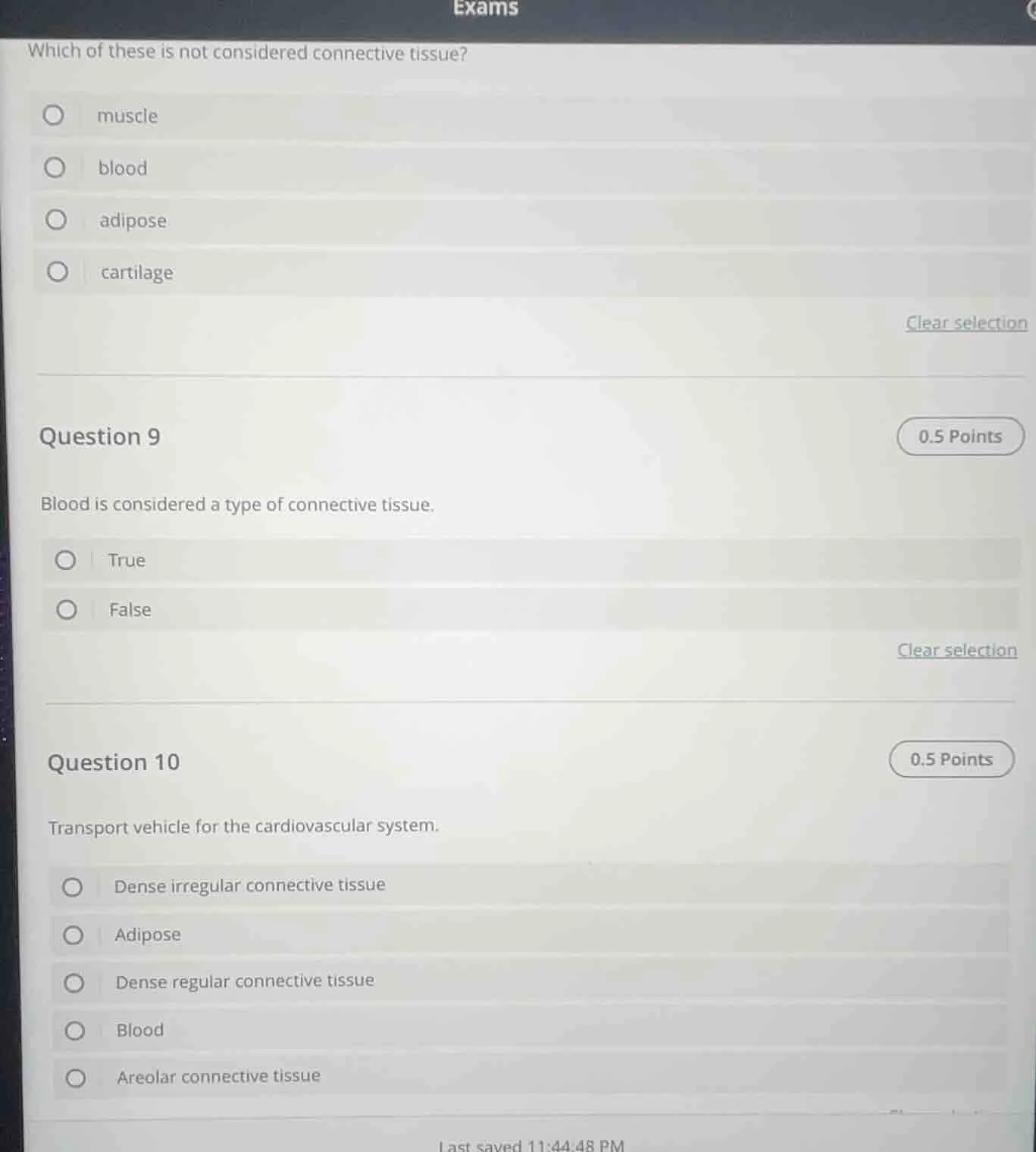 exams which of these is not considered connective tissue? muscle blood …