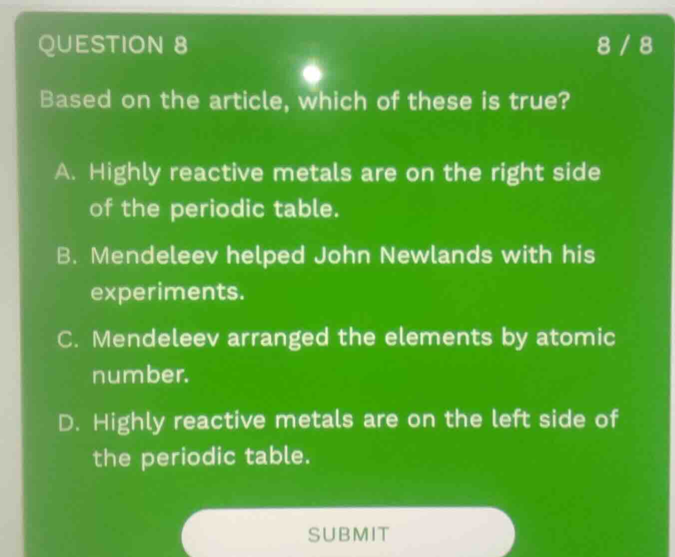 question 8 based on the article, which of these is true? a. highly reac…