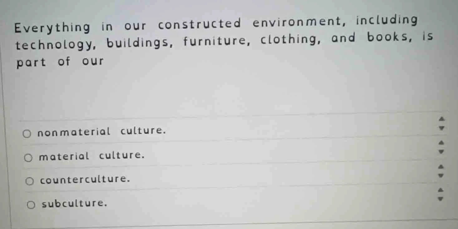 everything in our constructed environment, including technology, buildi…