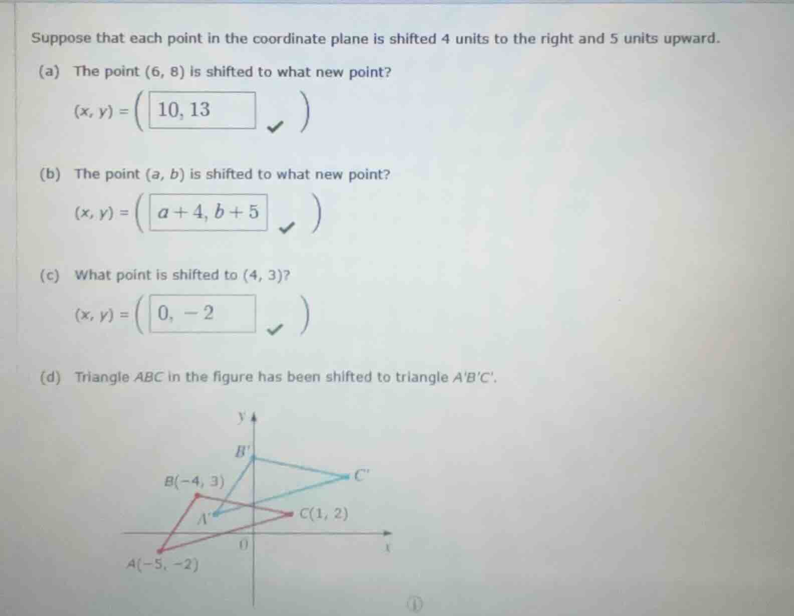 suppose that each point in the coordinate plane is shifted 4 units to t…