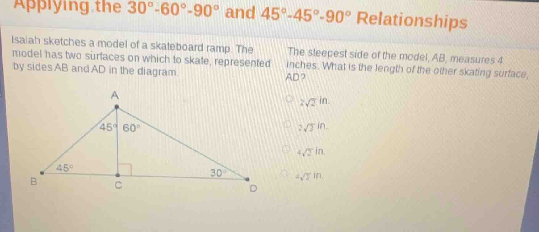 applying the 30°-60°-90° and 45°-45°-90° relationships isaiah sketches …