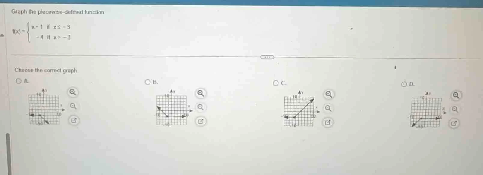 graph the piecewise - defined function. $f(x)=\begin{cases}x - 1&\text{…