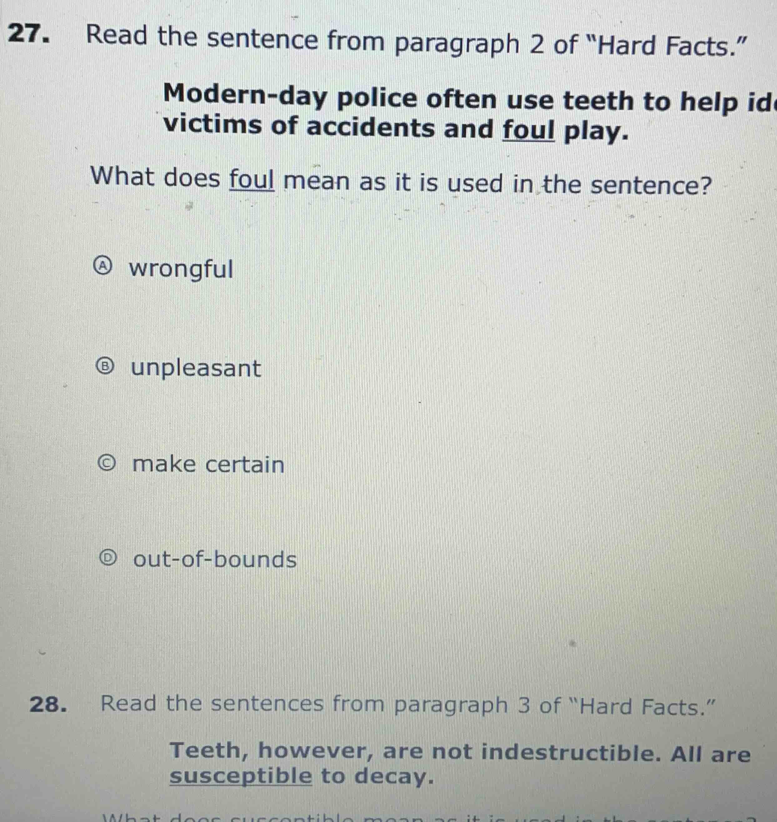 27. read the sentence from paragraph 2 of \hard facts.\ modern - day po…