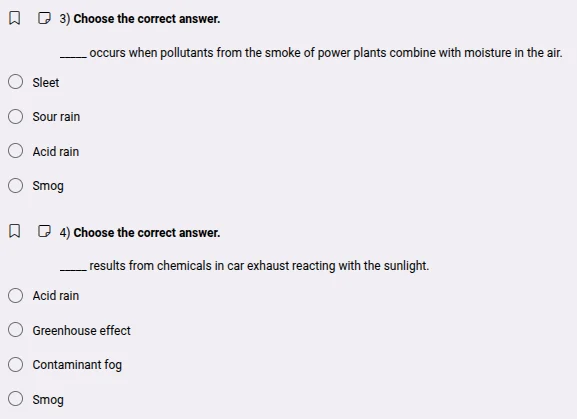 3) choose the correct answer. ____ occurs when pollutants from the smok…