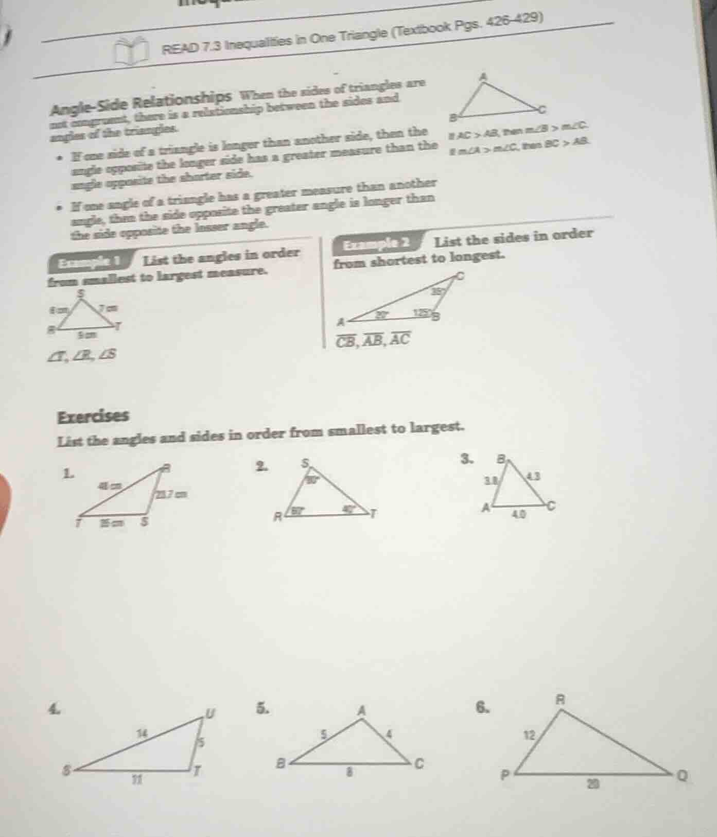 read 7.3 inequalities in one triangle (textbook pgs. 426 - 429) angle -…