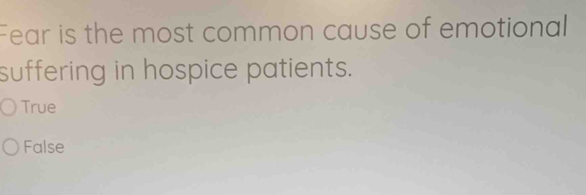fear is the most common cause of emotional suffering in hospice patient…
