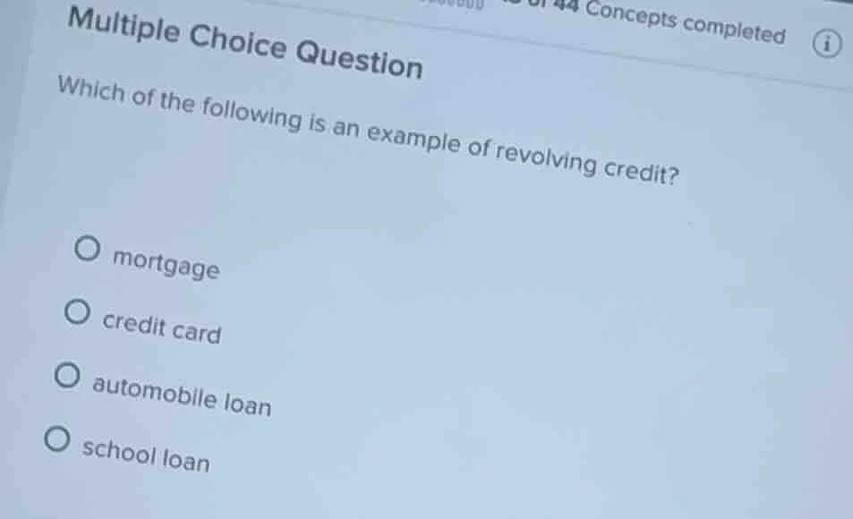 multiple choice question which of the following is an example of revolv…