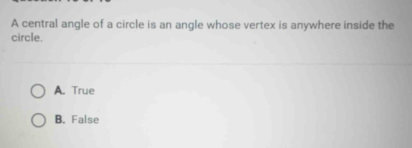 a central angle of a circle is an angle whose vertex is anywhere inside…
