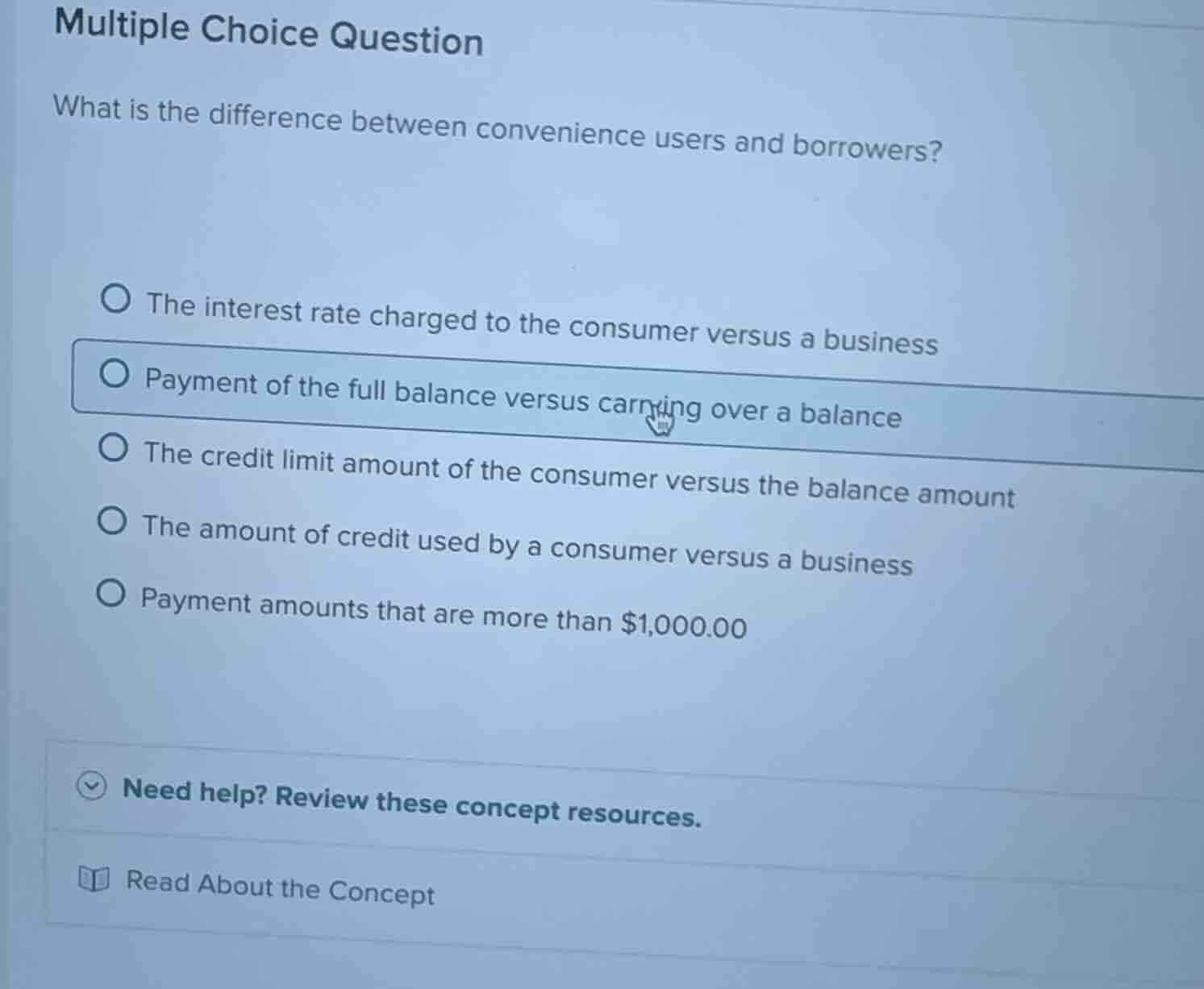 multiple choice question what is the difference between convenience use…