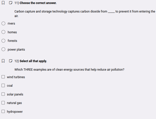 11) choose the correct answer. carbon capture and storage technology ca…