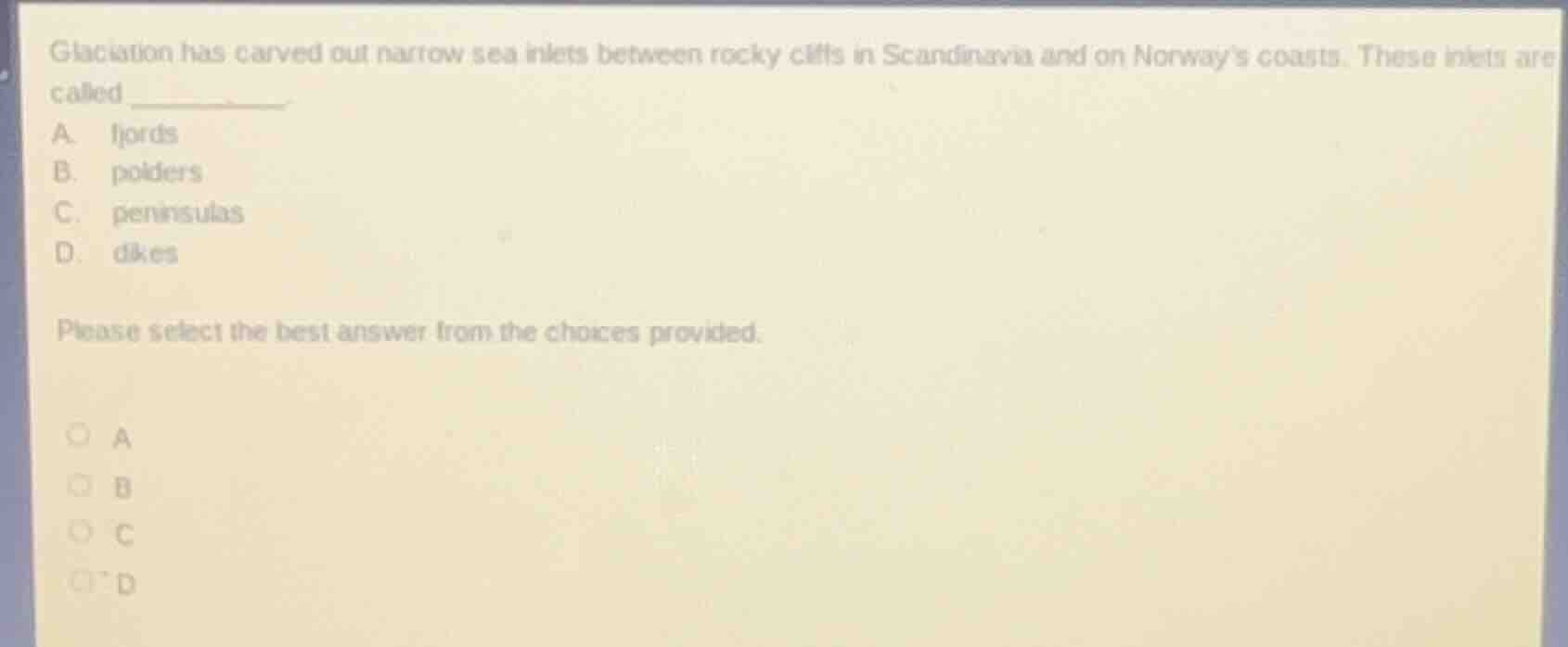 glaciation has carved out narrow sea inlets between rocky cliffs in sca…