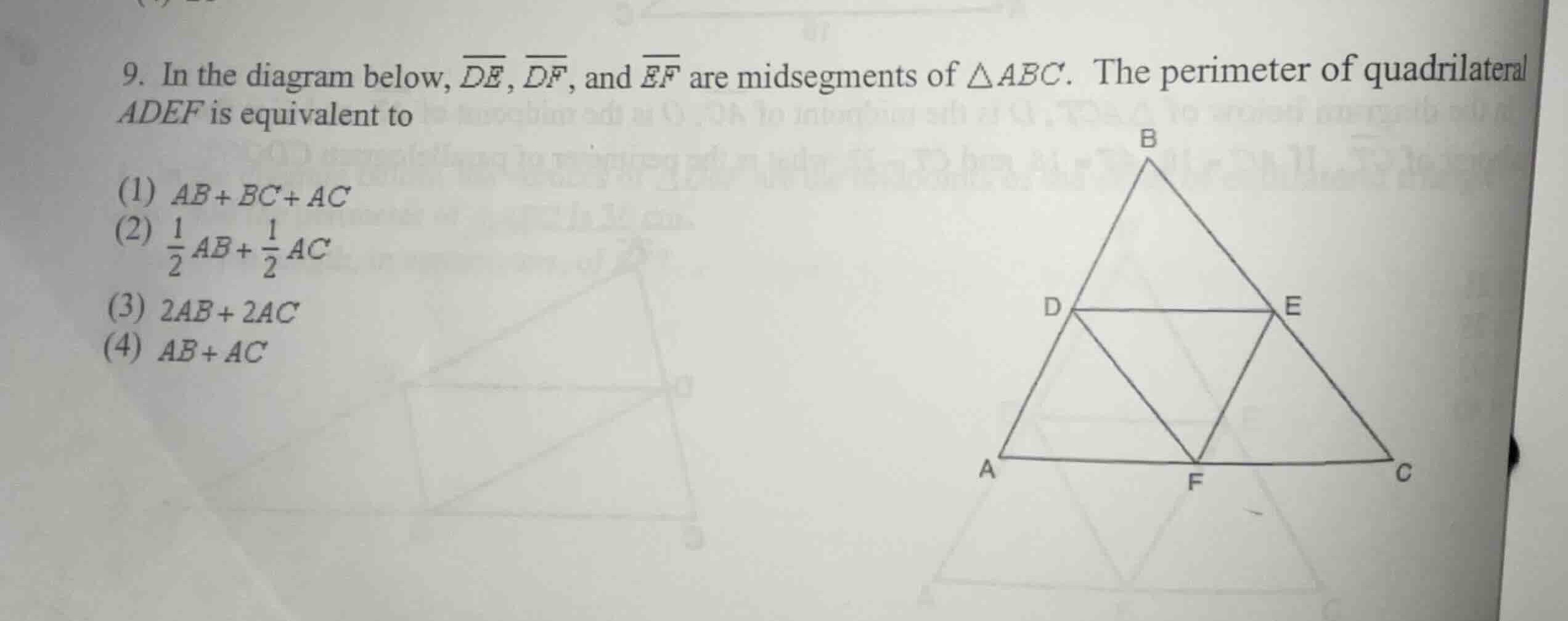 9. in the diagram below, \\(\\overline{de}\\), \\(\\overline{df}\\), an…