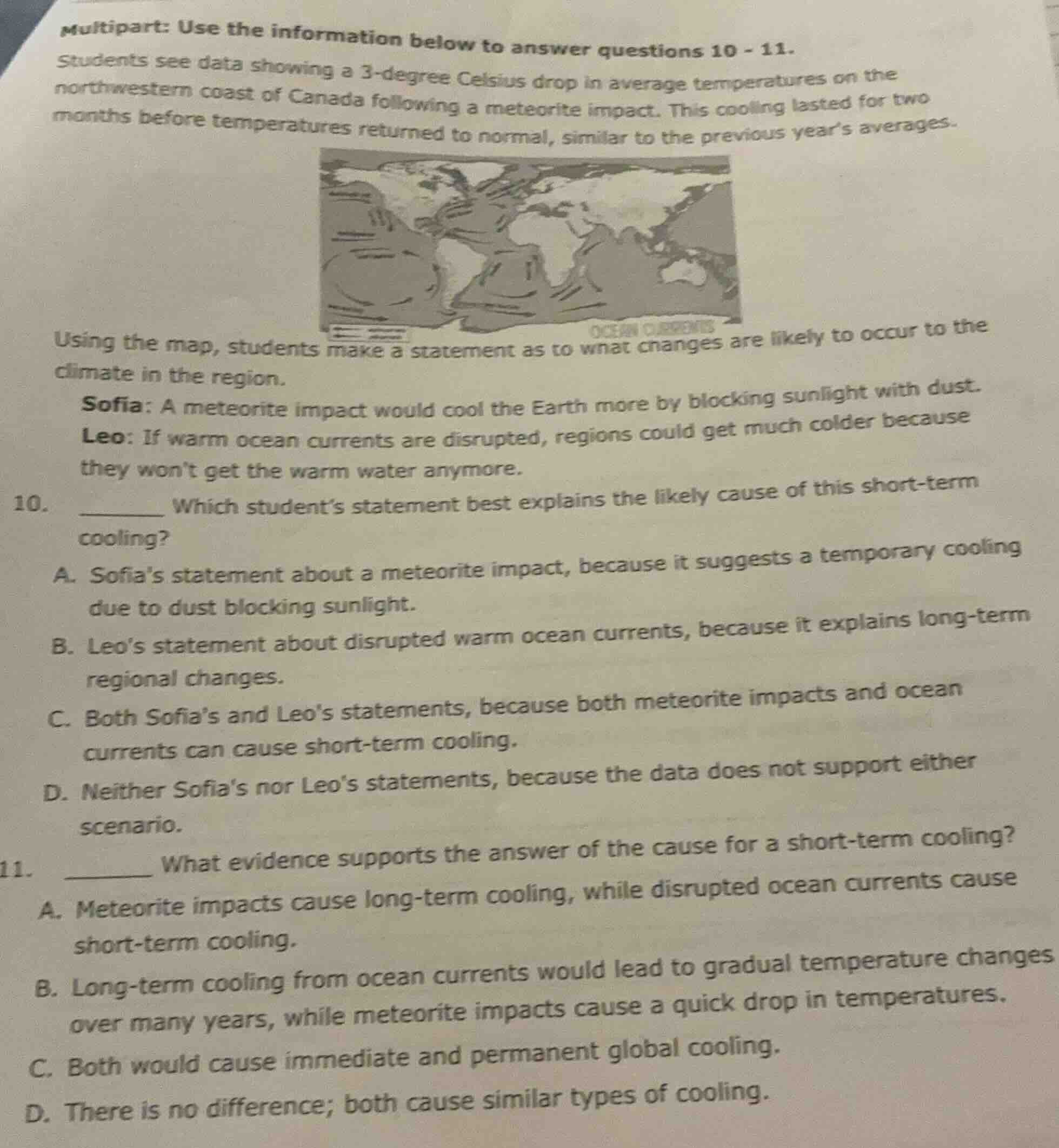 multipart: use the information below to answer questions 10 - 11.studen…