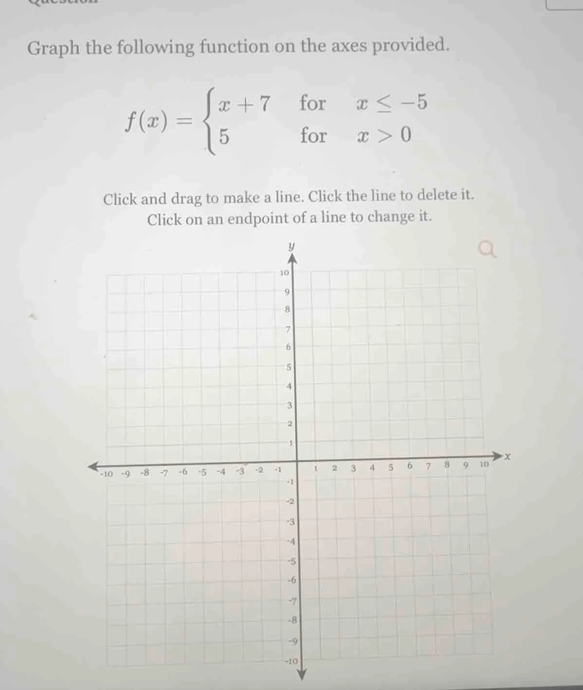 graph the following function on the axes provided. $f(x) = \\begin{case…