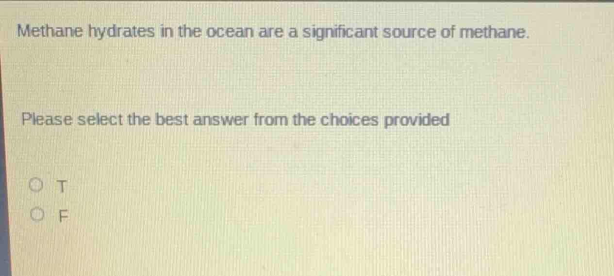 methane hydrates in the ocean are a significant source of methane. plea…