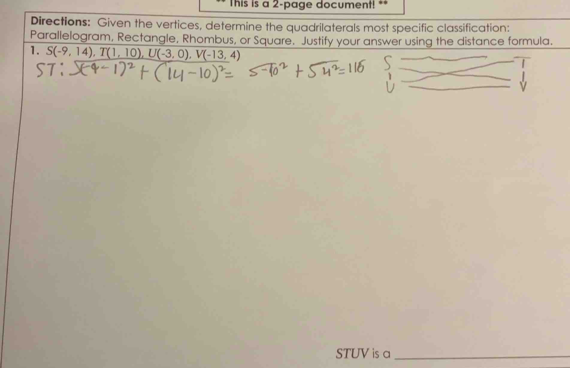 ** this is a 2 - page document! ** directions: given the vertices, dete…