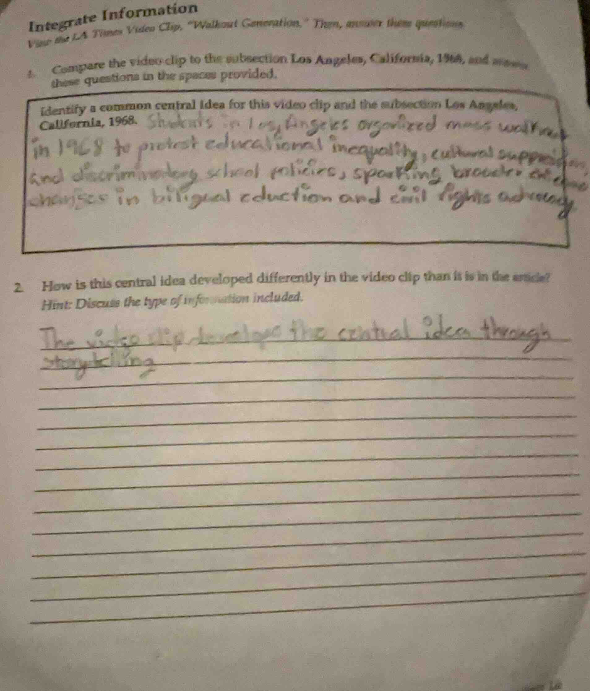 integrate information view the la times video clip, \walkout generation…