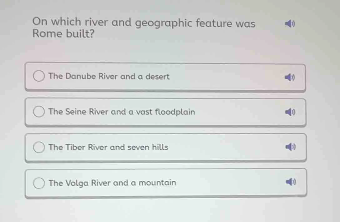 on which river and geographic feature was rome built? the danube river …