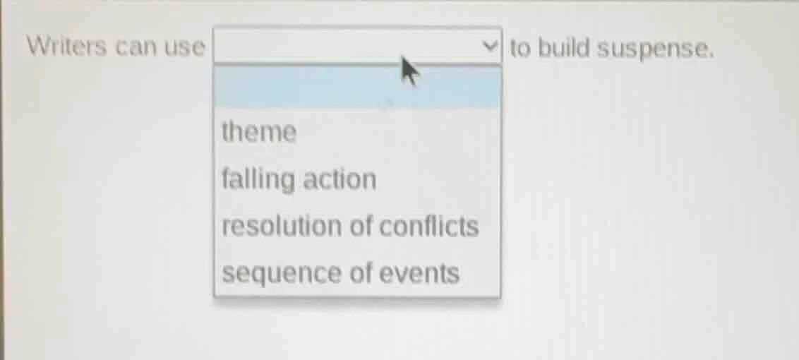 writers can use to build suspense. theme falling action resolution of c…