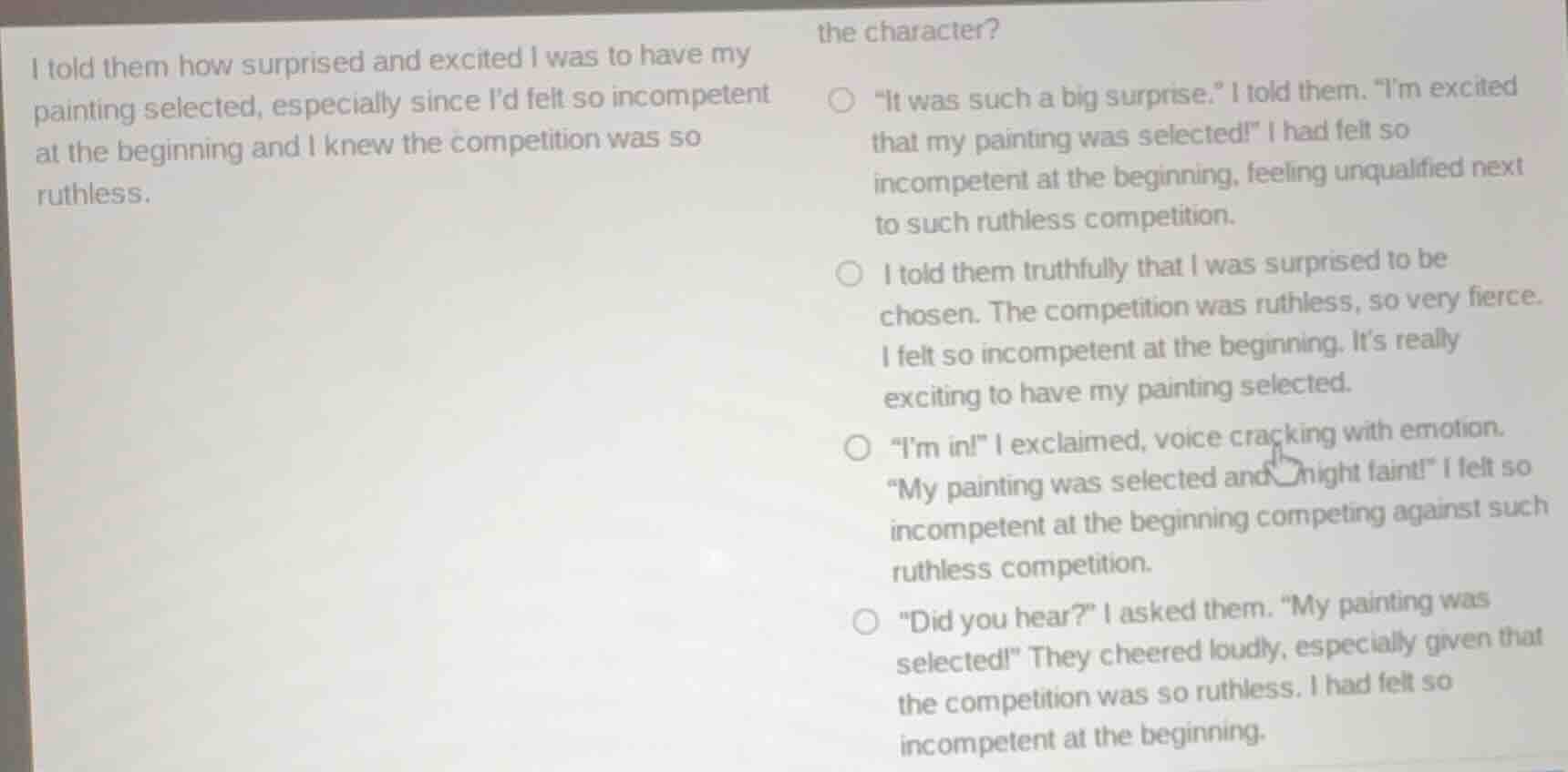 i told them how surprised and excited i was to have my painting selecte…