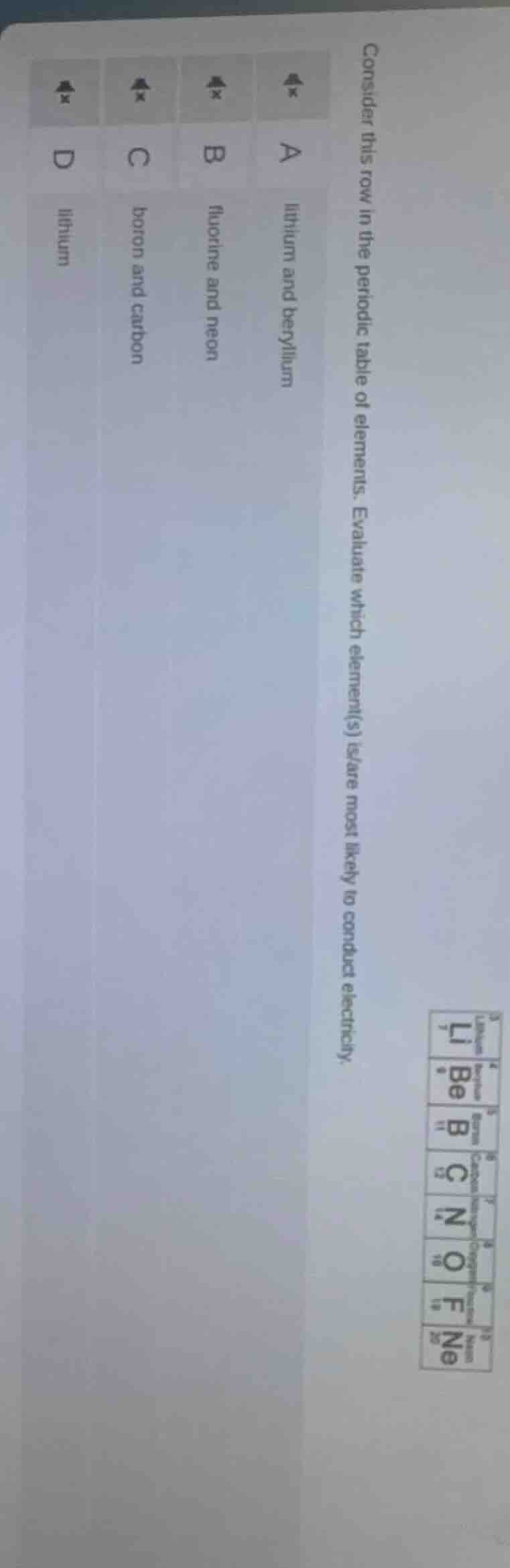 consider this row in the periodic table of elements. evaluate which ele…