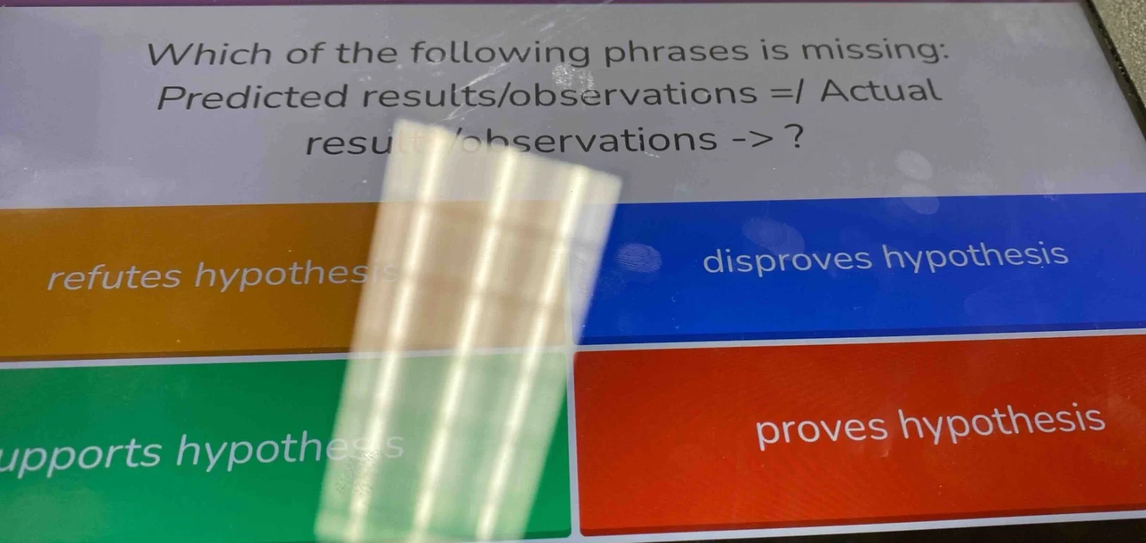 which of the following phrases is missing: predicted results/observatio…