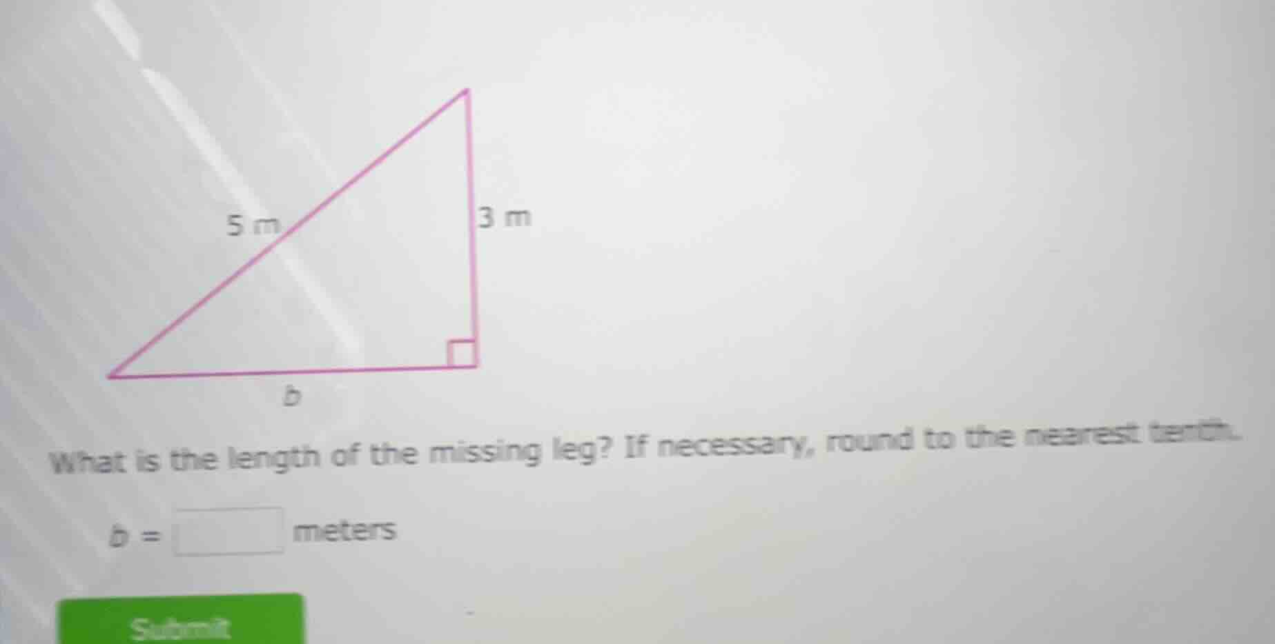 what is the length of the missing leg? if necessary, round to the neare…