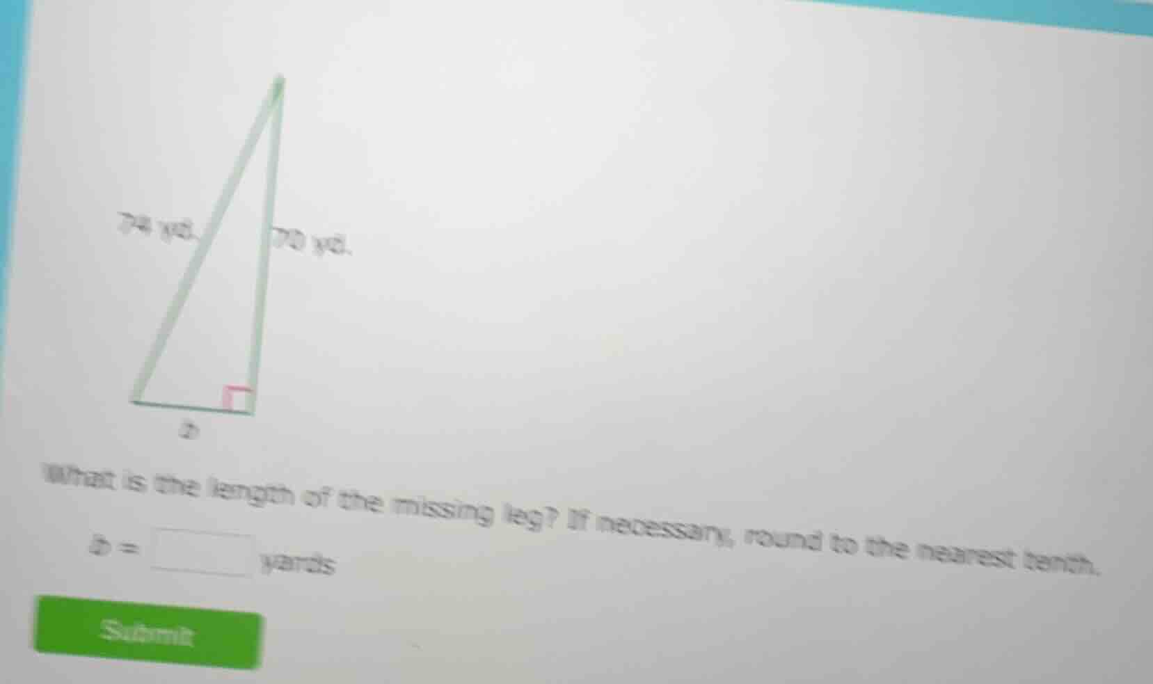 what is the length of the missing leg? if necessary, round to the neare…