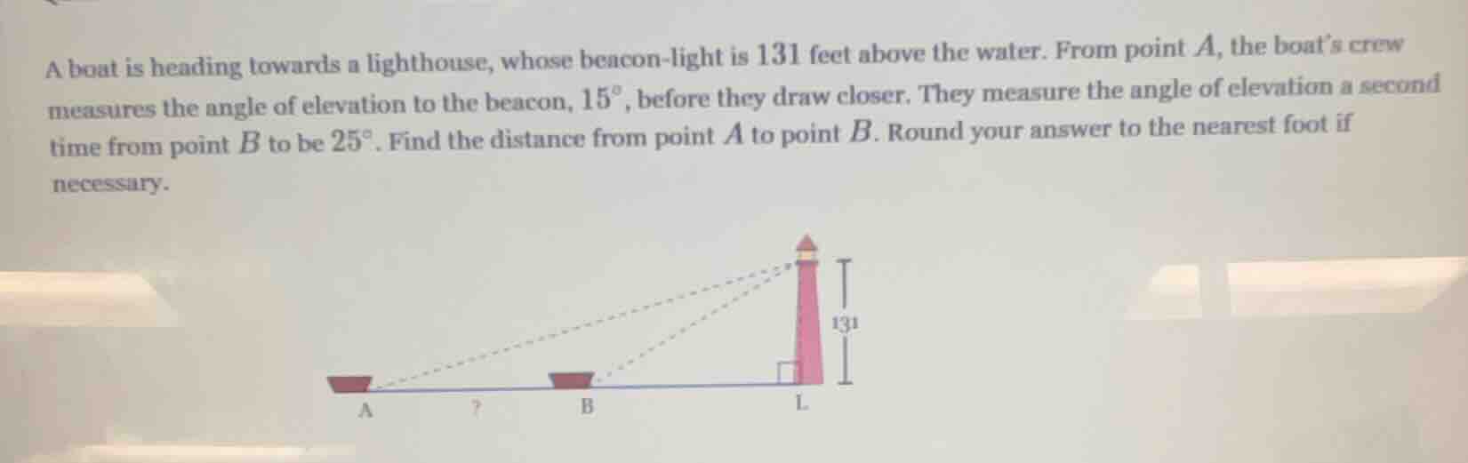 a boat is heading towards a lighthouse, whose beacon - light is 131 fee…